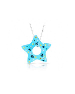 Gold & Honey Confetti Star Necklace - Blue