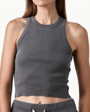 NSF Amaya Crop Fitted Rib Tank Top - Gray