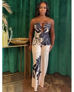 TRUEDAMES Midnight Bloom Halter Jumpsuit - Green