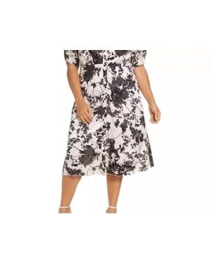 Marée Pour Toi Midi Shirt Floral Burnout Dress - Black