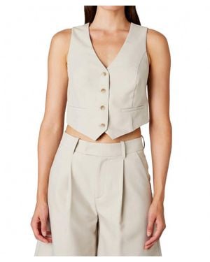 Nia Elizabeth Cropped Vest - White