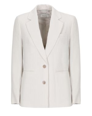 Peserico Ivory Peak Lapel Metallic Blazer - White