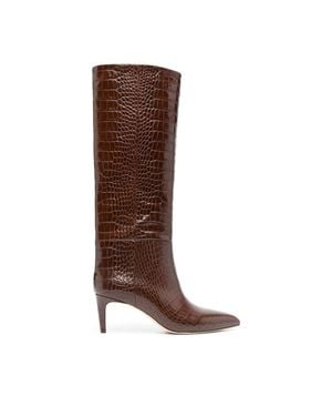 Paris Texas Calf Leather Crocodile Boots - Brown