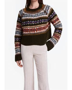 Smythe Handknit Cropped Crewneck Sweater - Green