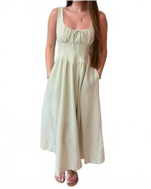 Blu Pepper Juliana Corseted Waist Stripe Maxi Dress - Green