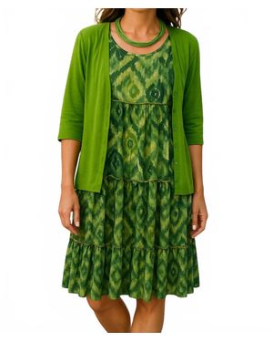 Calypso St. Barth Contrast Scoopneck Midi Dress - Green