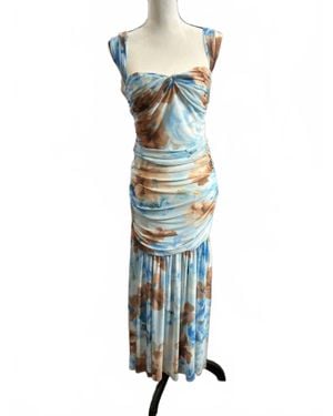 Promesa Ruched Floral Maxi Dress - Blue