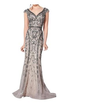 Ivonne D Embroidered Mermaid Gown - Brown