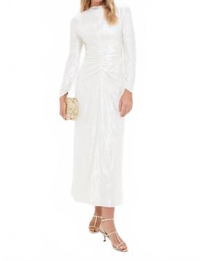Saloni Marta High Neck Maxi Dress - White