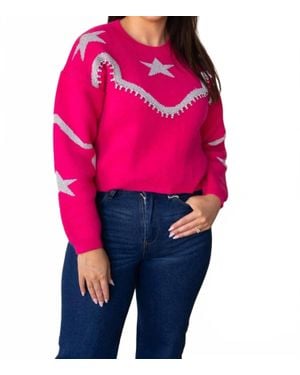 Southern Grace Rhinestone Wrangler Sweater - Pink