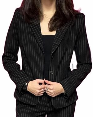 Index Pinstripe Blazer - Black