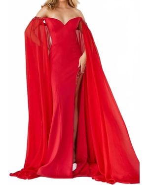 Jovani Off Shoulder Sweetheart Neck Prom Dress - Red