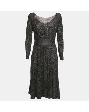Armani Collezioni Glitter Print Jersey Midi Dress - Black