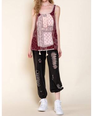 Pol Paisley Knit Tank Top - Pink