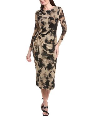 Kenneth Cole Printed Mesh Midi Dress - Metallic