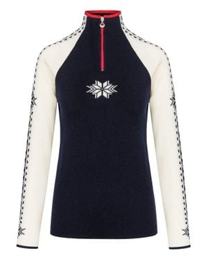 Dale Of Norway Geilo Sweater 100% Merino Wool Zip Erk1699 - Blue