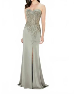Montage by Mon Cheri Strapless Beaded Sweetheart Gown - Gray