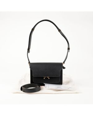 Marni Trunk Mini Saffiano Leather Shoulder Bag - Black