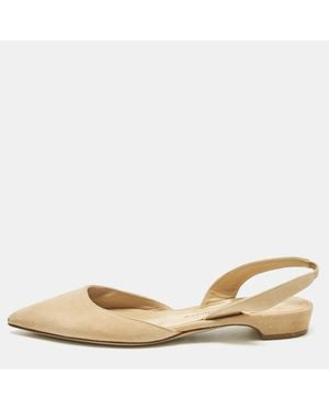Paul Andrew Suede Rhea Slingback Ballet Flats - Natural