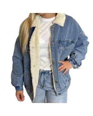 Wishlist Denim Jacket With Sherpa Lining - Blue