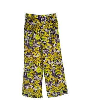 Dries Van Noten Floral Wide Leg Pants - Green