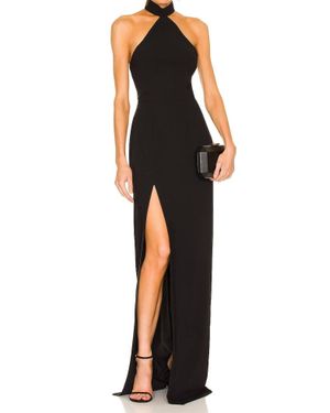 Amanda Uprichard Queen Crown Halter Gown - Black
