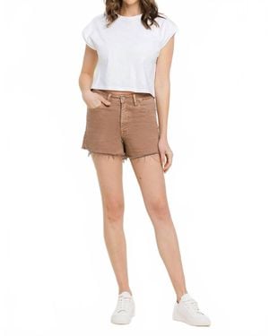 VERVET BY FLYING MONKEY Super High Rise Raw Hem Mom Shorts - White
