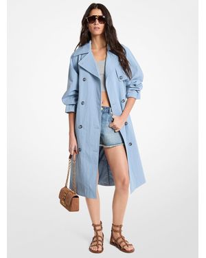Michael Kors Oversized Washed Cotton And Nylon Trench Coat - Blue