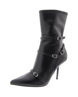 Steve Madden Steele Faux Leather Pointed Toe Mid-Calf Boots - Black