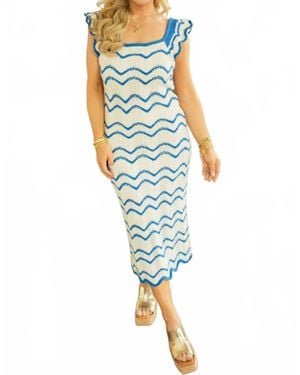 Skies Are Blue Briar Knit Midi Dress - Blue