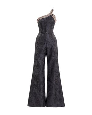 Saiid Kobeisy Jumpsuit With Embellished Neckline - Black