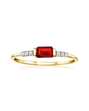 RS Pure By Ross-Simons Garnet Ring With Diamond Accents - Red