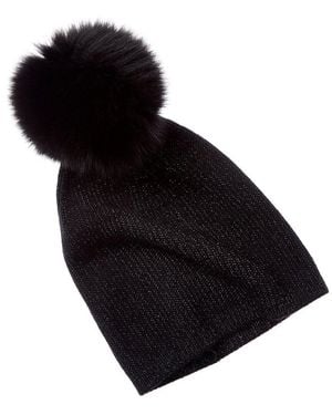 Sofiacashmere Lurex Rib Cashmere Hat - Black