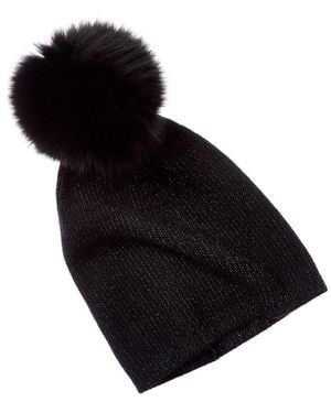 Sofiacashmere Lurex Rib Cashmere Hat - Black
