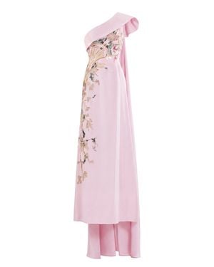Saiid Kobeisy One Shoulder Embroidered Crepe Dress - Pink