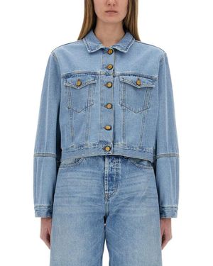 Alysi Cropped Denim Jacket - Blue