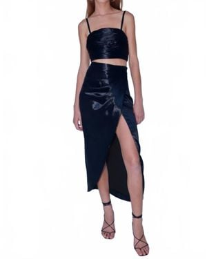 AIIFOS Orla Satin Midi Skirt - Blue