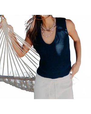 PERFECTWHITETEE Peggy Sweater U Neck Tank - Blue