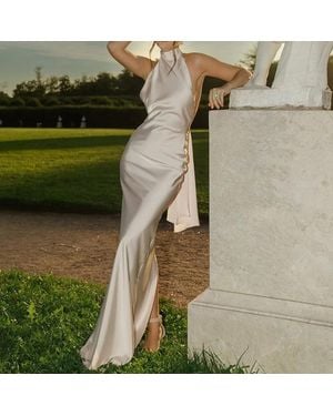 TRUEDAMES Satin Slip Dress With Low Back - Green