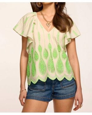 Ramy Brook Bettie Embroidered Lace Top - Green