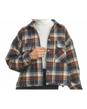 Buttermelon Oversized Crop Shacket - Brown