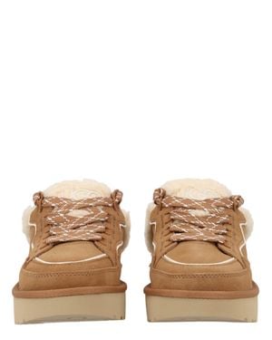 UGG Leather Shearling Lace-Up Sandals - Natural
