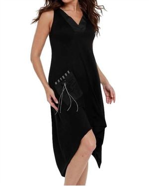 Angel V-Neck Sleeveless Dress - Black