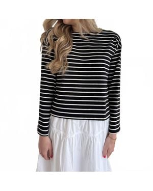 Miou Muse Aelin Striped Long Sleeve Top - Black