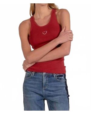 Elan Heart Stitched Tank Top - Red