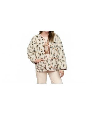 Blu Pepper Floral Sherpa Jacket - Black