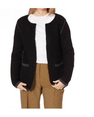 Theo the Label Collarless Sweater Blazer - Black