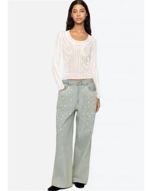 Sea Perlette Denim Baggy Jean - White