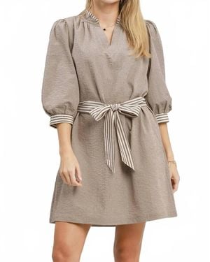 Umgee Harper Belted Dress - Gray