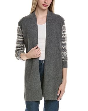 Sofiacashmere Lurex Fairisle Open Wool & Cashmere-Blend Cardigan - Gray